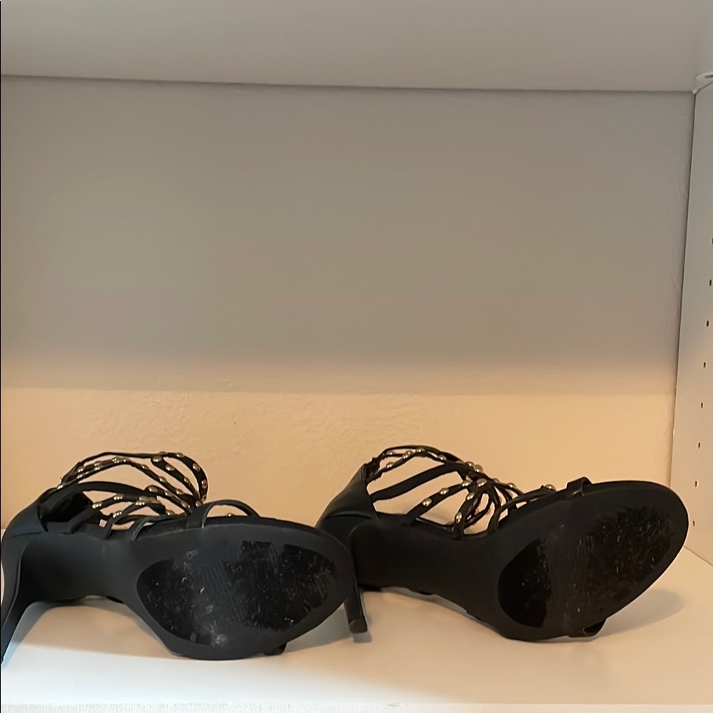 Black Studded Women's Heels - Picture 3 of 5